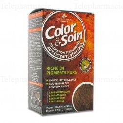 Color & soin n°4B châtain brownie flacon 60ml de teinture + flacon 60ml de fixateur + un sachet 15ml de baume capillaire + gants